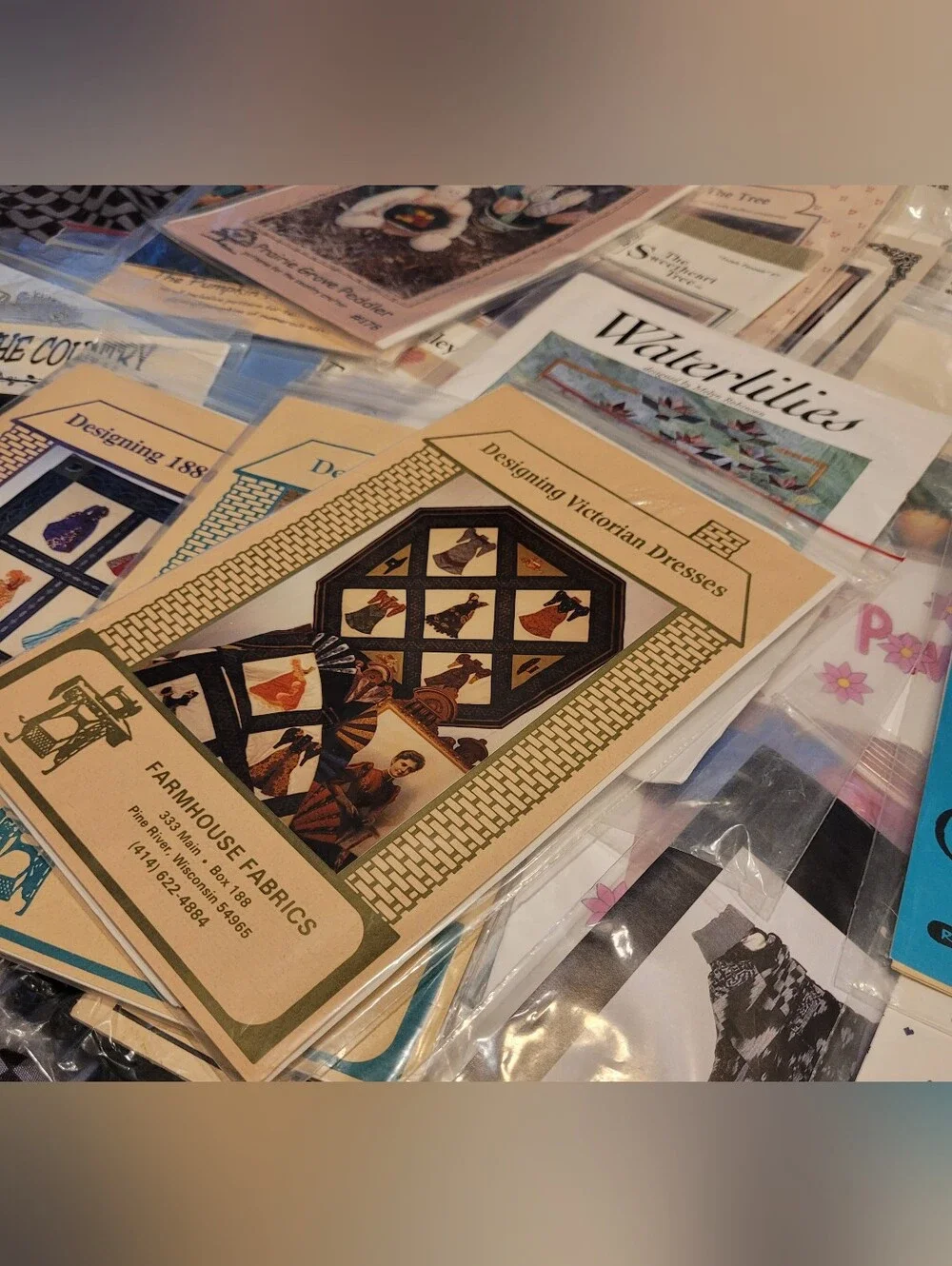 Lot of 55 Vtg Sewing & Craft Patterns w/Supplies - Victorian Quilts Needlepoint